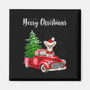 Aimant Chihuahua équitation Camion Rouge Joyeux Noël Chie