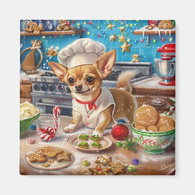 Aimant Chihuahua Gîtes de vacances : Noël festif (Devant)