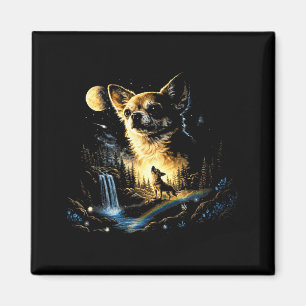 Aimant Chihuahua hurlant à la lune vintage drôle