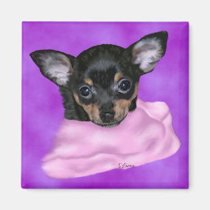 Aimant Chihuahua Noir et Tan Chihuahua