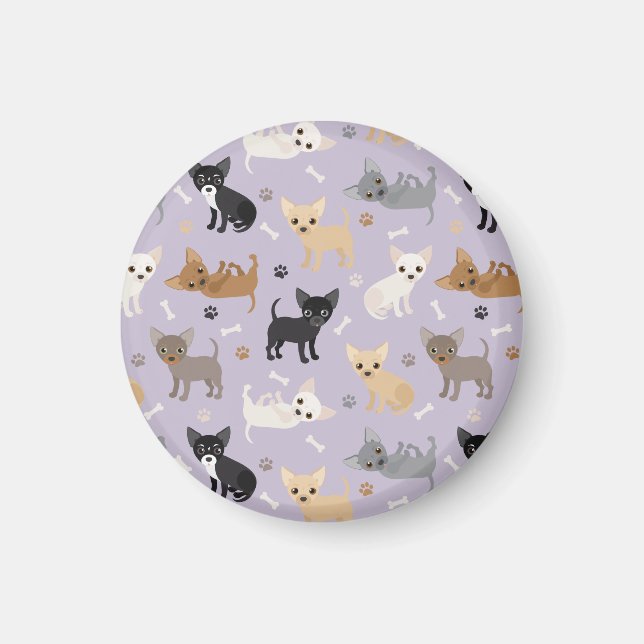 Aimant Chihuahua Os et pattes violet (Devant)