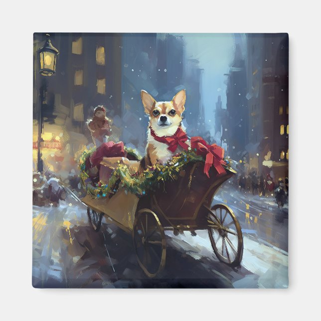 Aimant Chihuahua période festive de Noël (Devant)