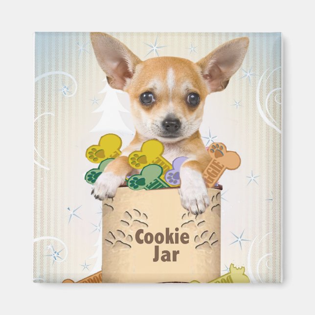 Aimant Chihuahua Posé avec Cookie Jar (Devant)