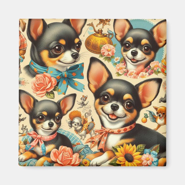 Aimant Chihuahua sans mer vintage (Devant)