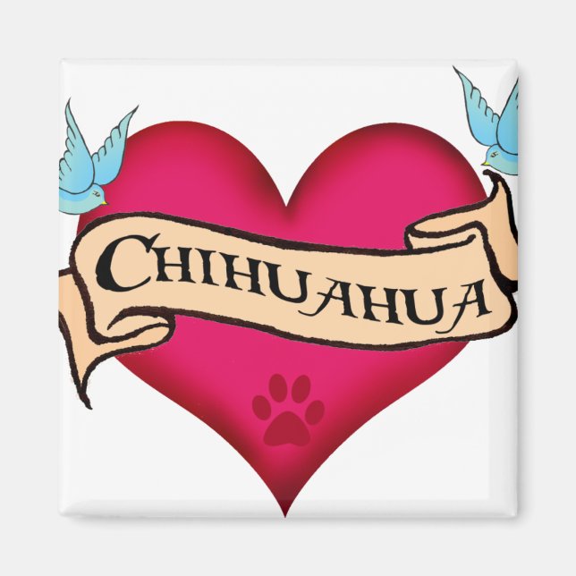 Aimant Chihuahua Tattoo Heart (Devant)