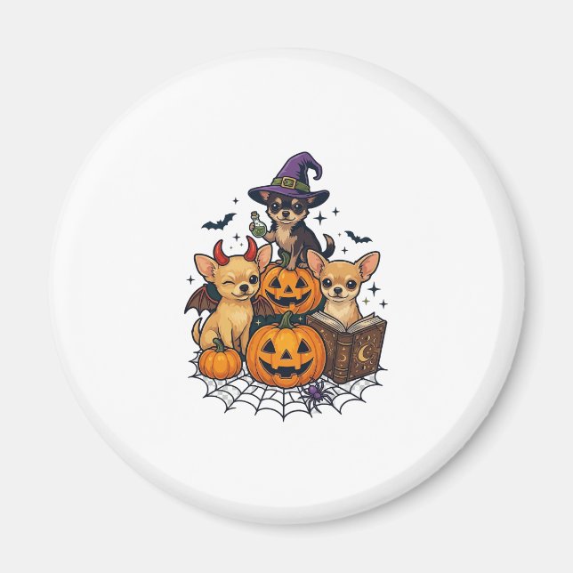 Aimant Chihuayas de Halloween Citrouilles Chapeau de Sorc (Devant)
