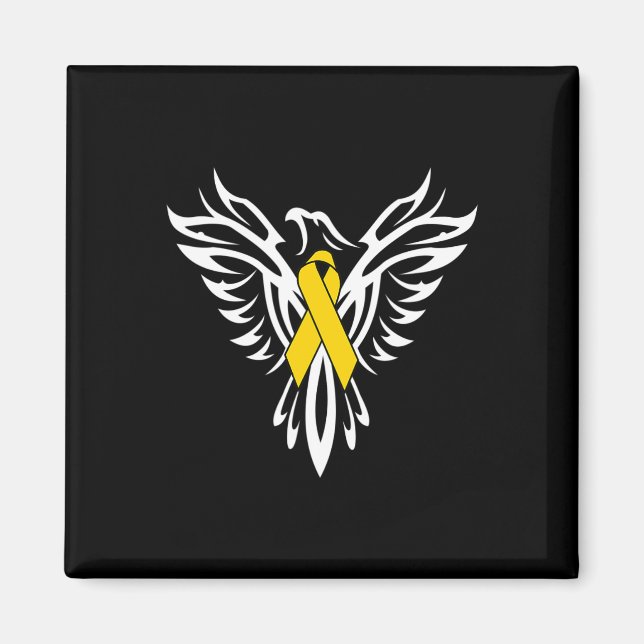 Aimant Childhood Cancer Awareness Gold Ribbon Phoenix  (Devant)