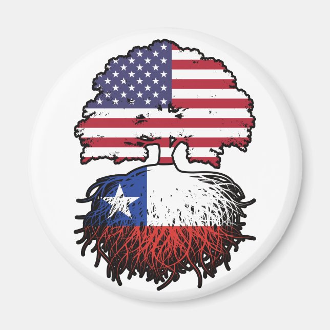 Aimant Chili Amérique chilienne États-Unis drapeau des ra (Devant)