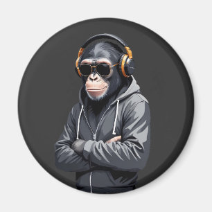 Aimant Chimpanzé portant Sweat - shirt à capuche drôle Co