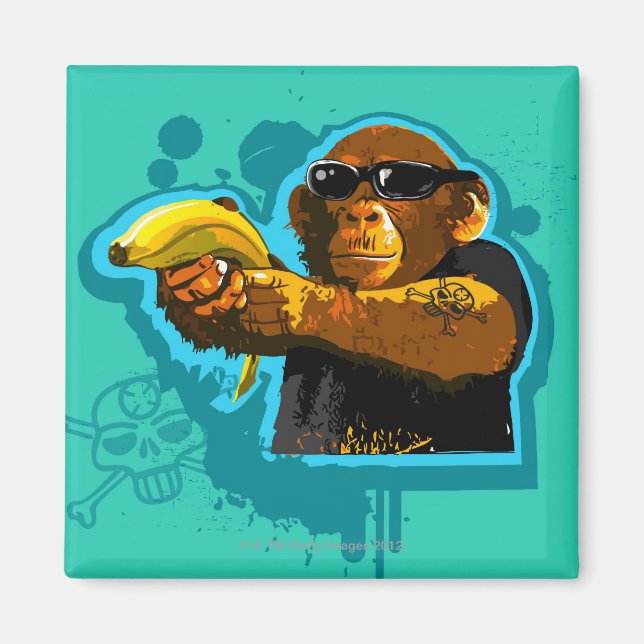 Aimant Chimpanzé tenant une banane (Devant)