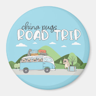 Aimant China Pugs Road Trip