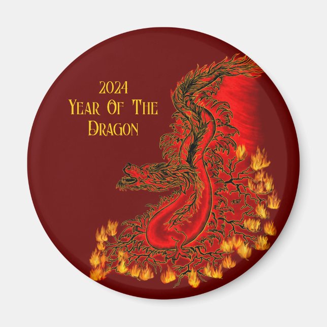 Aimant Chine Dragon, 2024 Année Du Dragon (Devant)