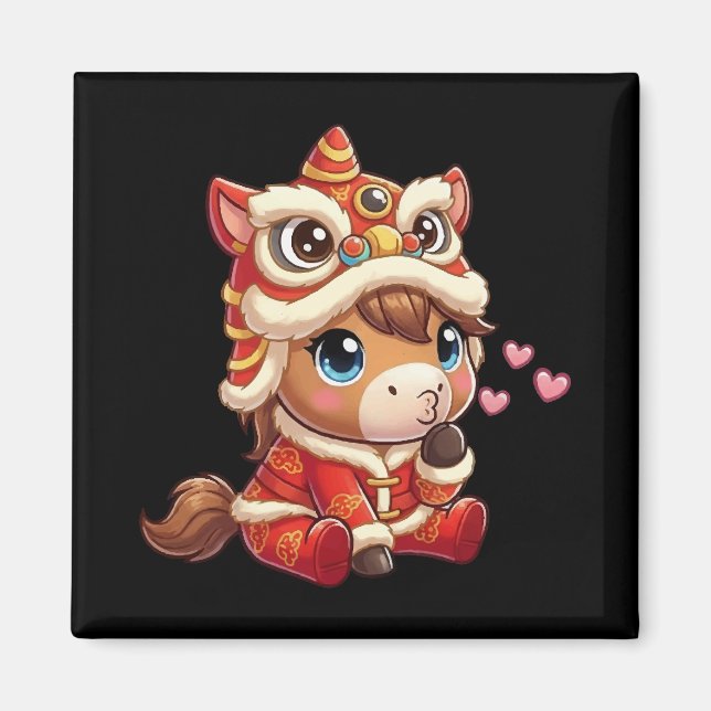 Aimant Chinese New Year Horse 2026 Zodiac (Devant)