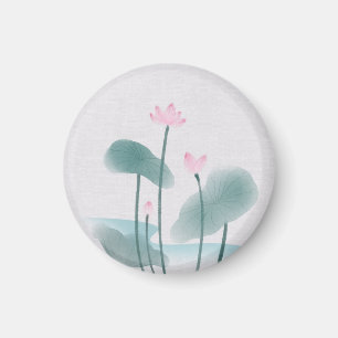 Aimant Chinoiserie Chinoise Lave-encre peinture Lotus Flo