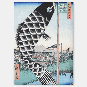 Aimant Chinoiserie Koinobori Carpes & Paysage du Fuji