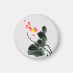Aimant Chinoiserie Vintage Lave-encre peinture Lotus Flor