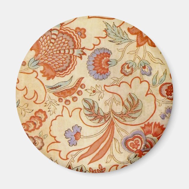 Aimant Chintz Floral Antique Terracotta Français Vintage (Devant)