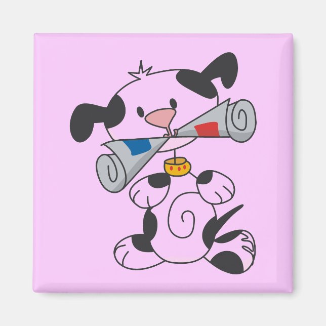 Aimant Chiot avec le T-shirts et les cadeaux de journal (Devant)