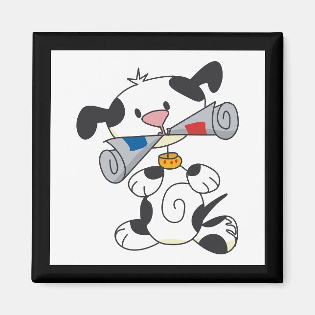 Aimant Chiot avec le T-shirts et les cadeaux de journal (Devant)