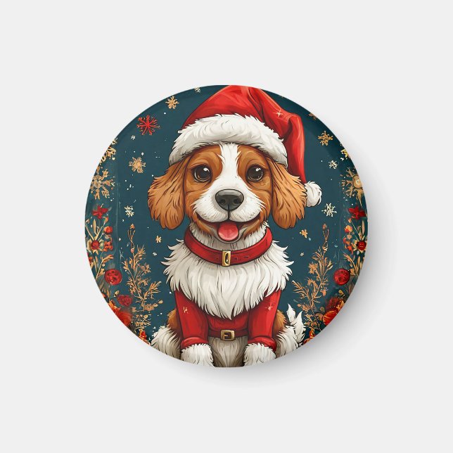 Aimant Chiot de Noël adorable (Devant)