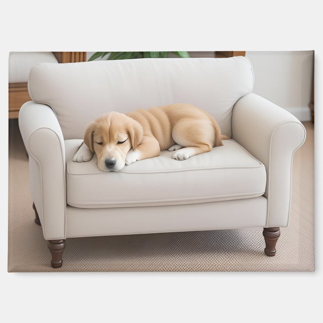Aimant Chiot Golden Retriever Endormi (Recto)