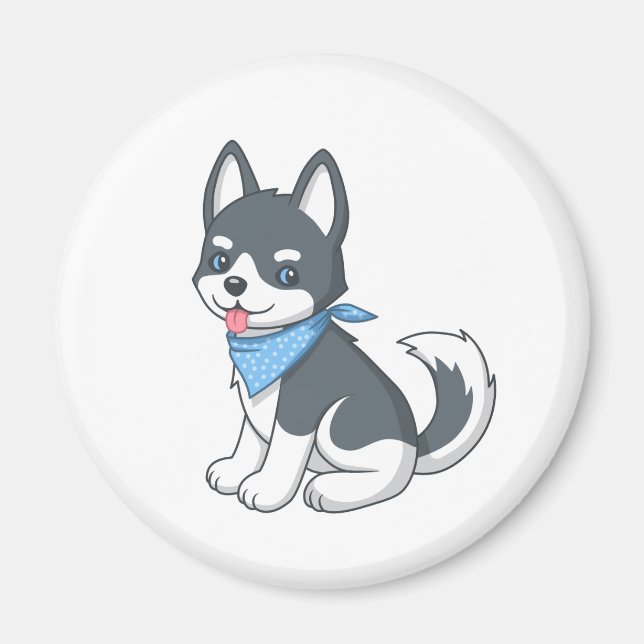 Aimant Chiot Husky de dessin animé mignon (Devant)