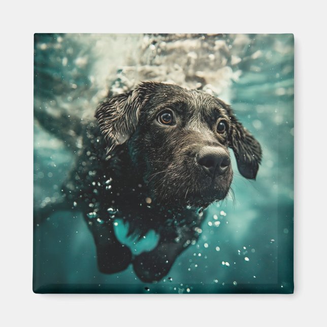 Aimant Chiot labrador nageant sous l'eau Design (Devant)