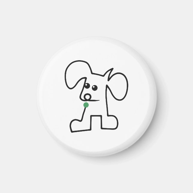Aimant Chiot Mignon Une Ligne Avec Une Balle Verte (Devant)