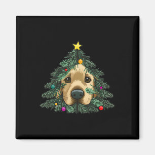 Aimant chiot retriever doré dans un sapin de Noël