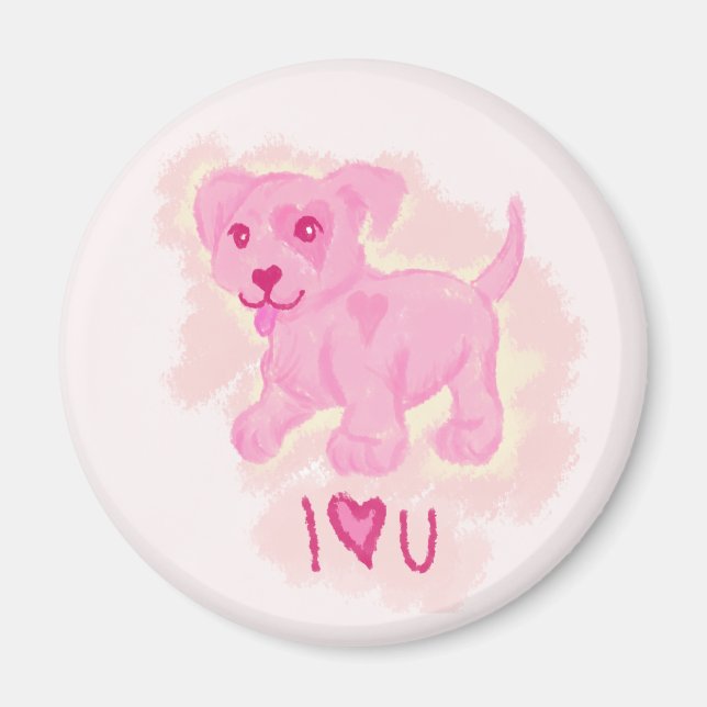 Aimant Chiot rose (Devant)