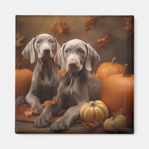 Aimant Chiot Weimaraner Autumn Delight Citrouille