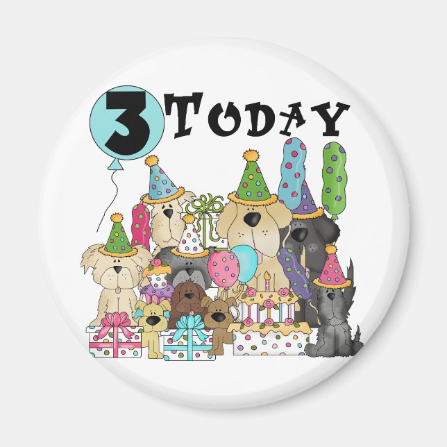 Aimant Chiots 3e anniversaire Bash Tshirts et cadeaux (Devant)