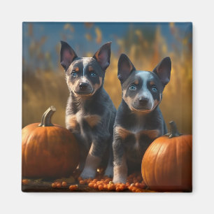 Aimant Chiots Blue Heeler Automne Délice Citrouille