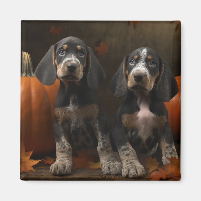 Aimant Chiots Bluetick Coonhound Délice d'Automne Citroui (Devant)