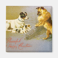 Chiots dans la paille, carte postale victorienne
