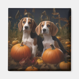 Aimant Chiots Foxhound Anglais Américain Délice d'Automne