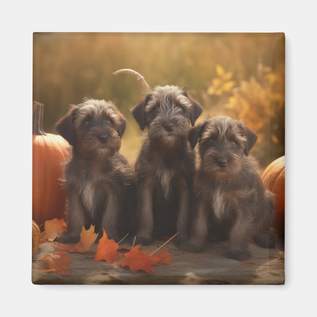 Aimant Chiots Griffon à poil dur pointer en Automne (Devant)