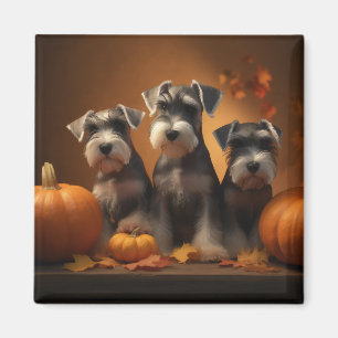Aimant Chiots Schnauzer Délice d'Automne Citrouille