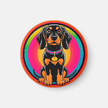 Chiots teckel entouré d'un arc-en-ciel vibrant
