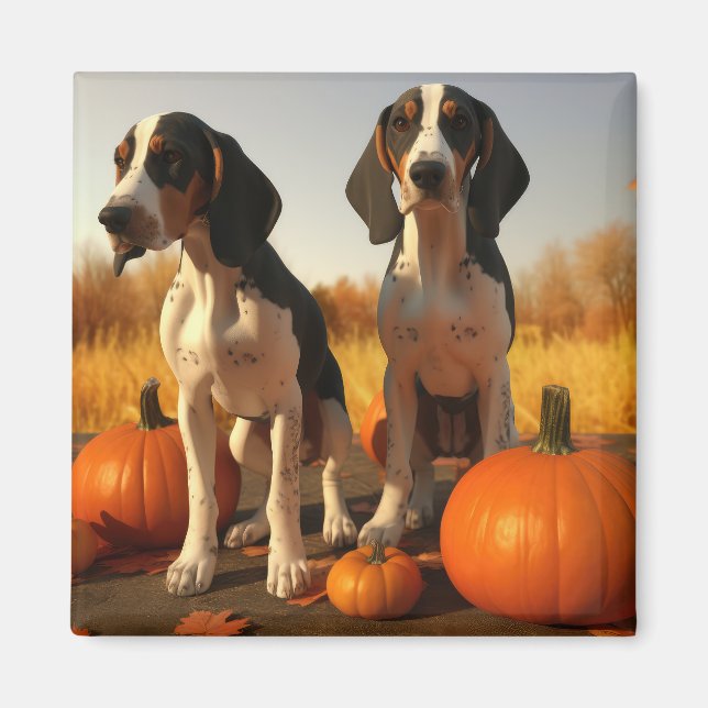 Aimant Chiots Treeing Walker Coonhound Citrouille d'Autom (Devant)