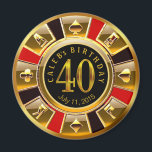 Aimant Chip Casino Vegas 40e anniversaire | or rouge noir<br><div class="desc">Un très cool rouge,  or et noir Las Vegas Birthday Casino Chip gardien de la puce aimer pour un 40e anniversaire. Utilisez le bouton PERSONNALISER IT pour ajouter votre propre texte.</div>