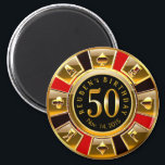 Aimant Chip Casino Vegas 50e anniversaire | or rouge noir<br><div class="desc">Un aimant très cool rouge,  or et noir Las Vegas Birthday Casino Chip gardien de saké de faveur. Utilisez le bouton PERSONNALISER IT pour ajouter votre propre texte.</div>