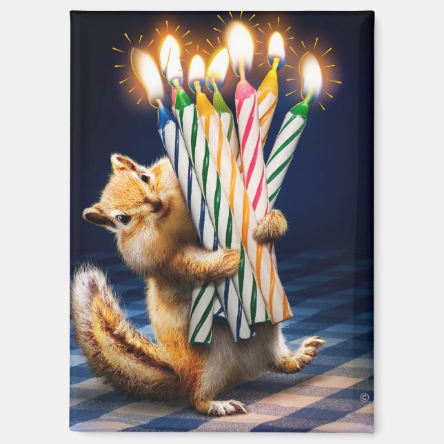 Aimant Chipmunk Birthday Candles (Recto)
