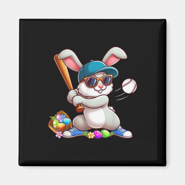 Aimant Chirures Pâques Bunny De Baseball Drôle Pour Les E (Devant)