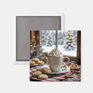 Aimant Chocolat chaud et biscuits à sucre Noël festif