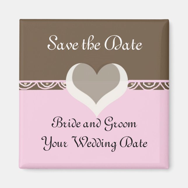 Aimant Chocolat et Rose Save the Date (Devant)