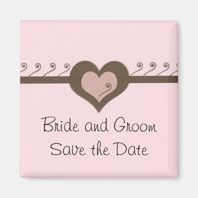 Aimant Chocolat et Rose Save the Date (Devant)