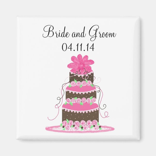 Aimant Chocolat et Rose Save the Date pour mariage (Devant)