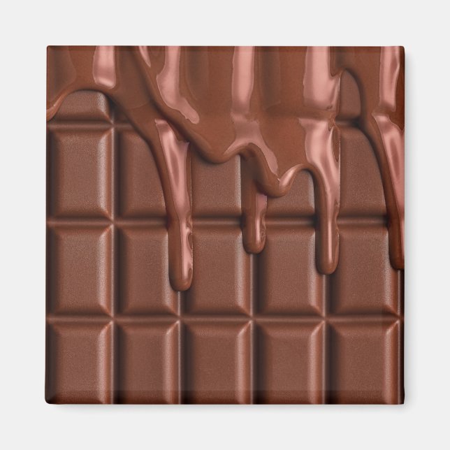 Aimant Chocolat fondu au-dessus d'un bloc de chocolat (Devant)