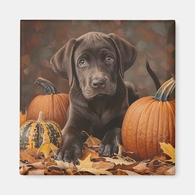 Aimant Chocolat Labrador Retriever Automne (Devant)